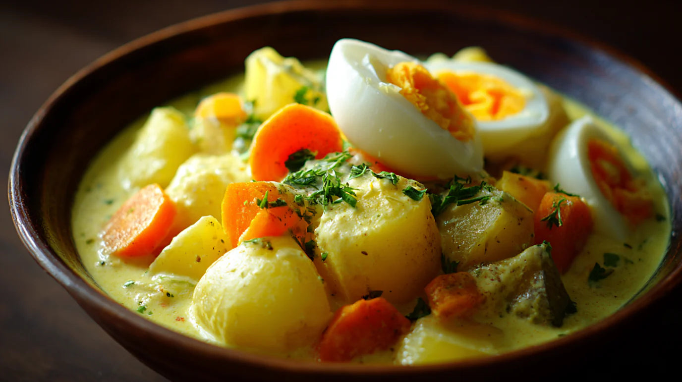 Eierragout mit Drillingen in cremiger Currysauce – vegetarisch & asiatisch inspiriert