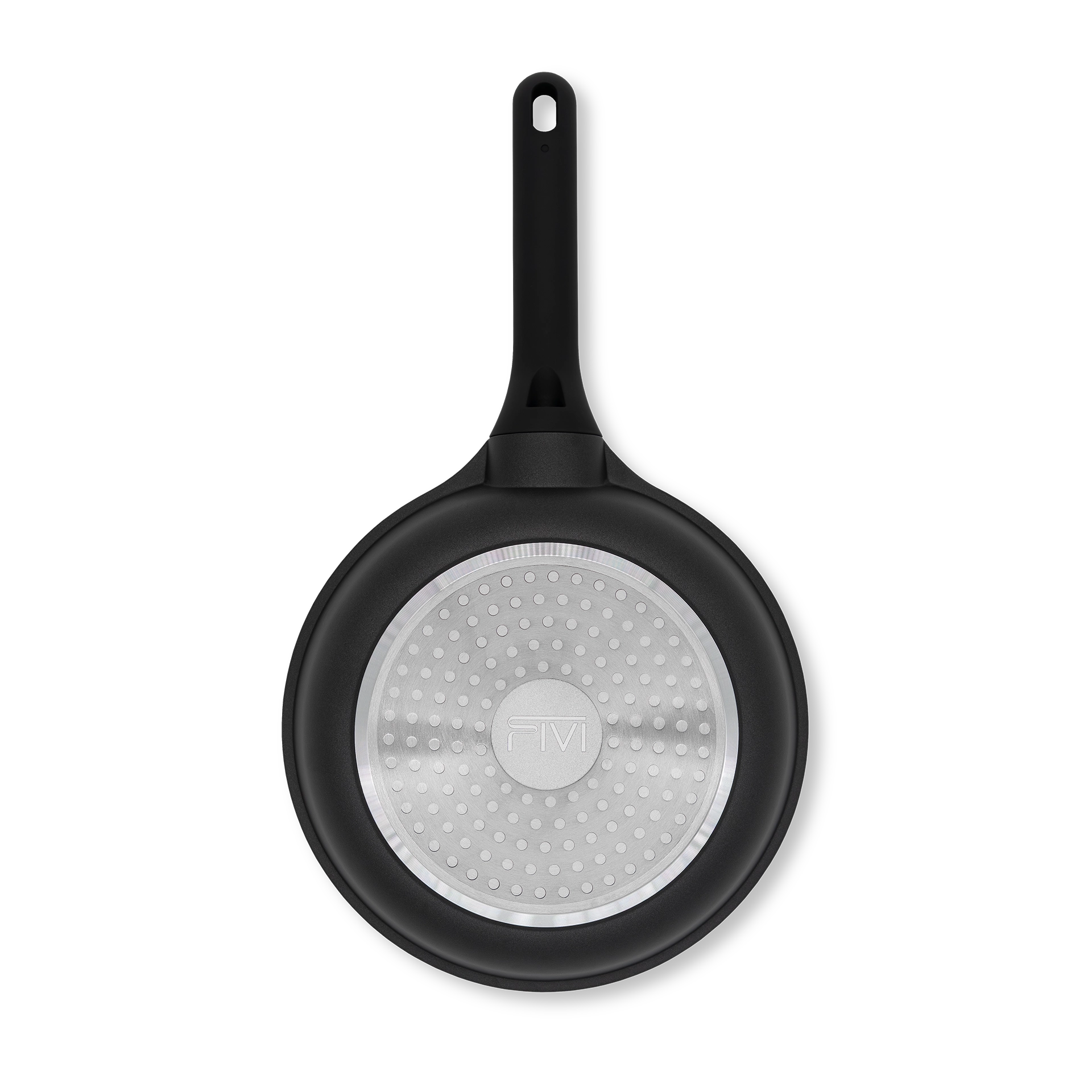 Induktionsgeeigneter Pfannenboden der Serie Alice mit zentralem FIVI-Branding.