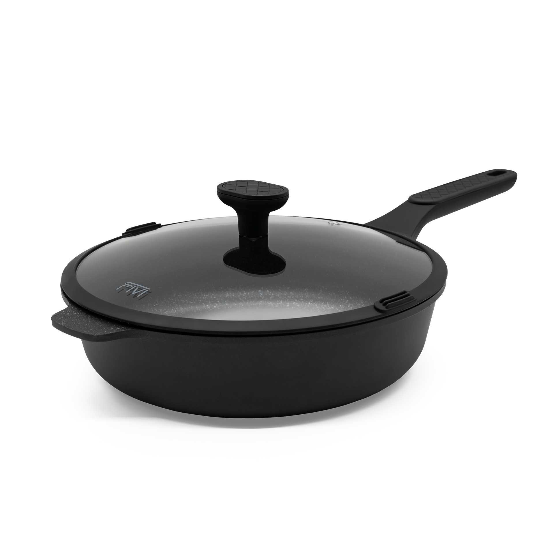 Schmorpfanne Almar mit passgenauem Glasdeckel, Dampfauslass und Gummirand