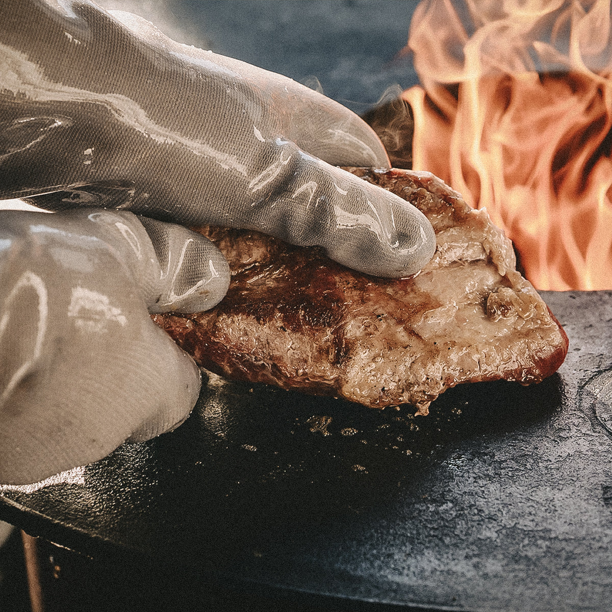 Die Moesta Hitzehandschuhe heben Fleisch