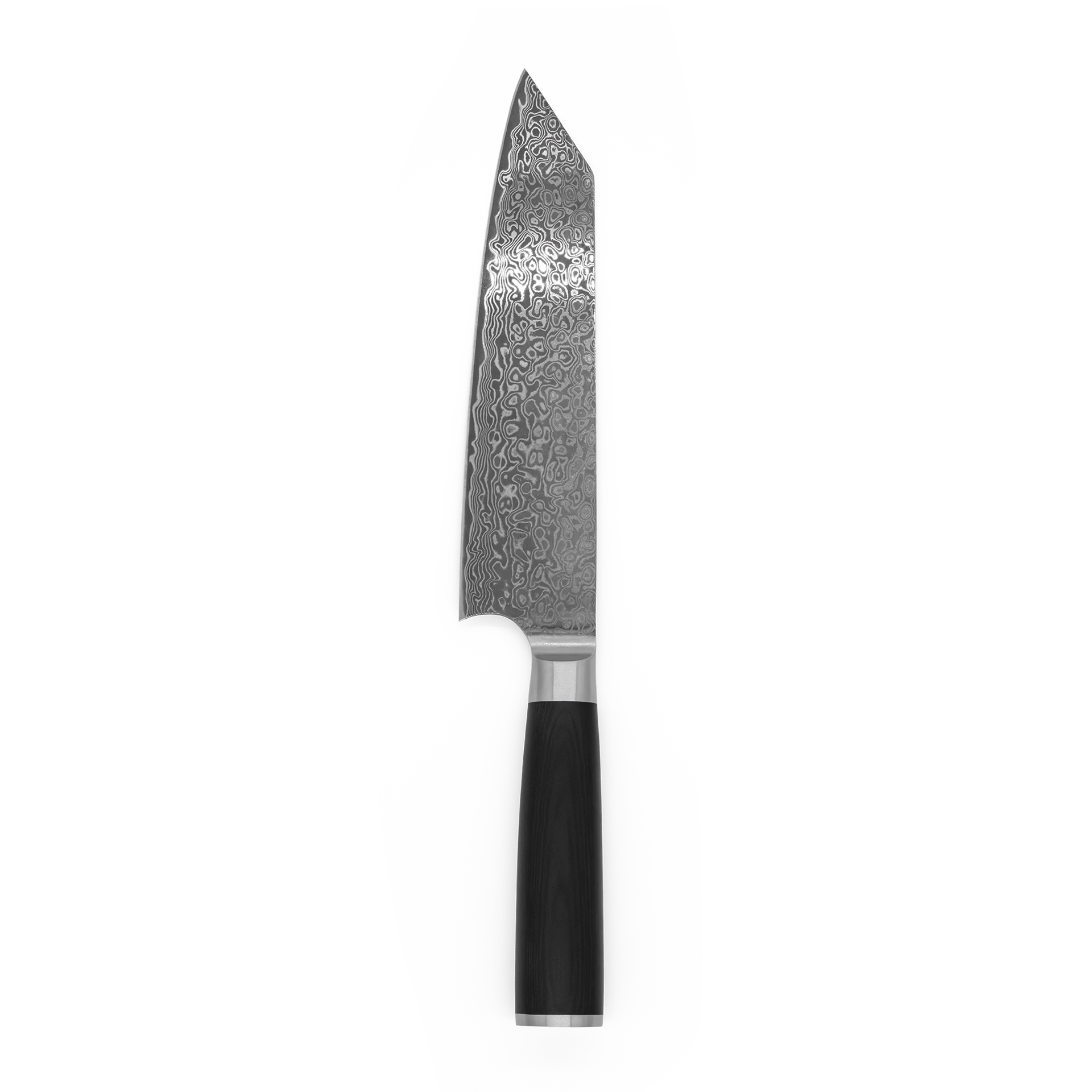 FIVI Kiritsukemesser Yuno aus Damaststahl mit dunklem Echtholzgriff.