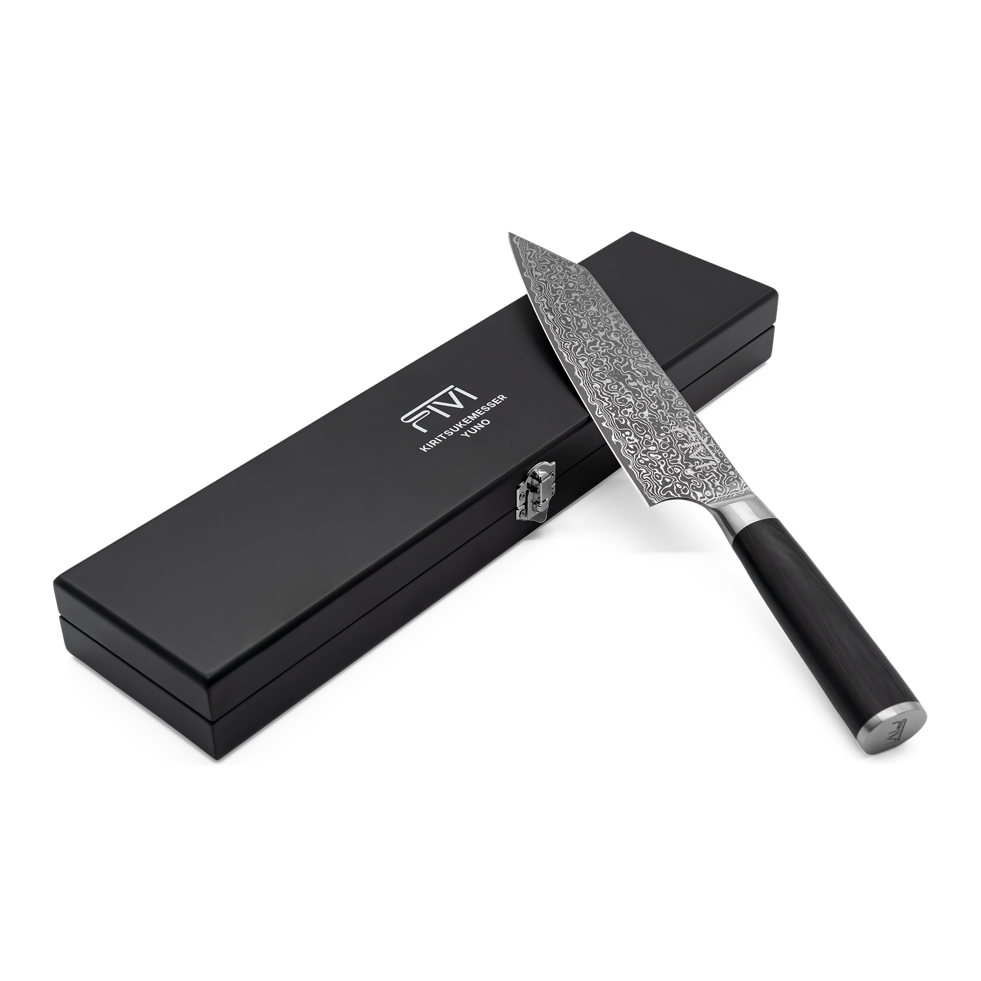 FIVI Yuno Kiritsukemesser in edler schwarzer Geschenkbox mit Logo-Prägung.