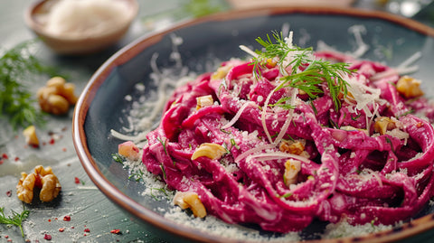 Pink Pasta mit Feta & Walnüssen