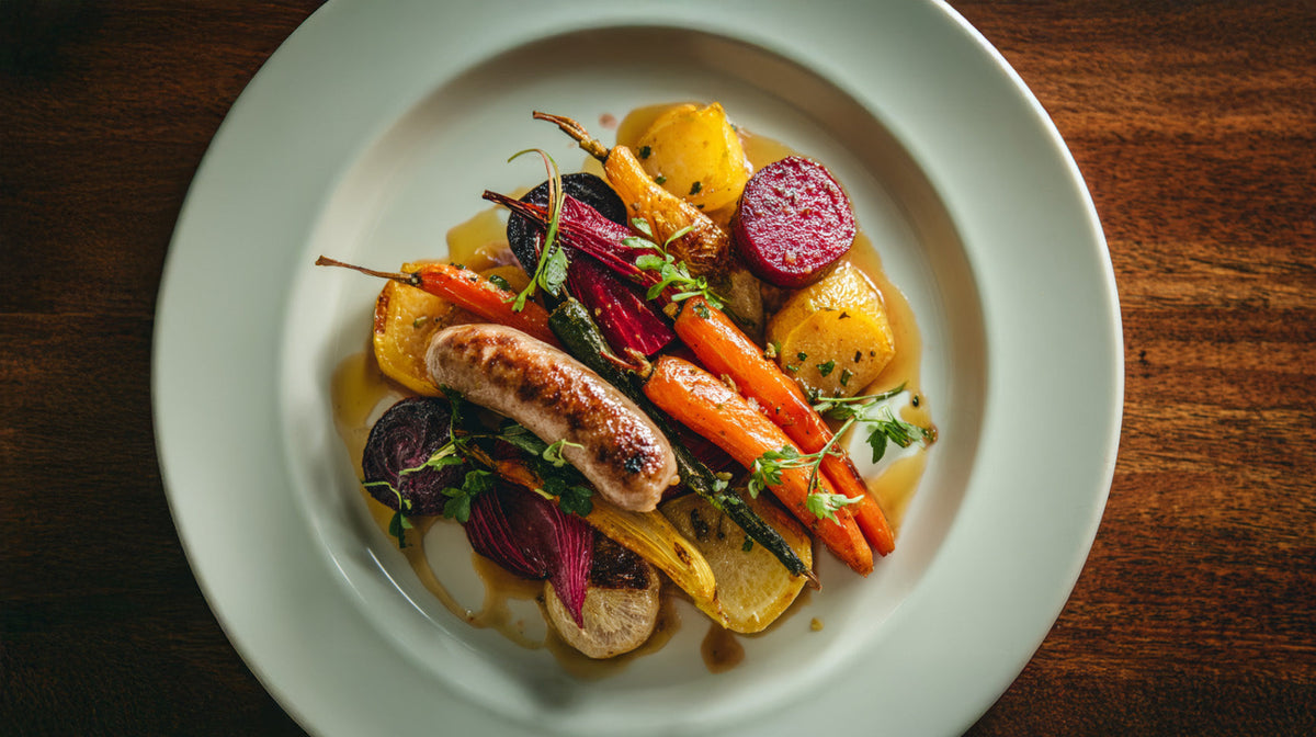 Wurzelgemüse mit Bratwurst - herzhaftes Herbst-Rezept | FIVI Wurzelgemüse mit Bratwurst - herzhaftes Herbst-Rezept | FIVI