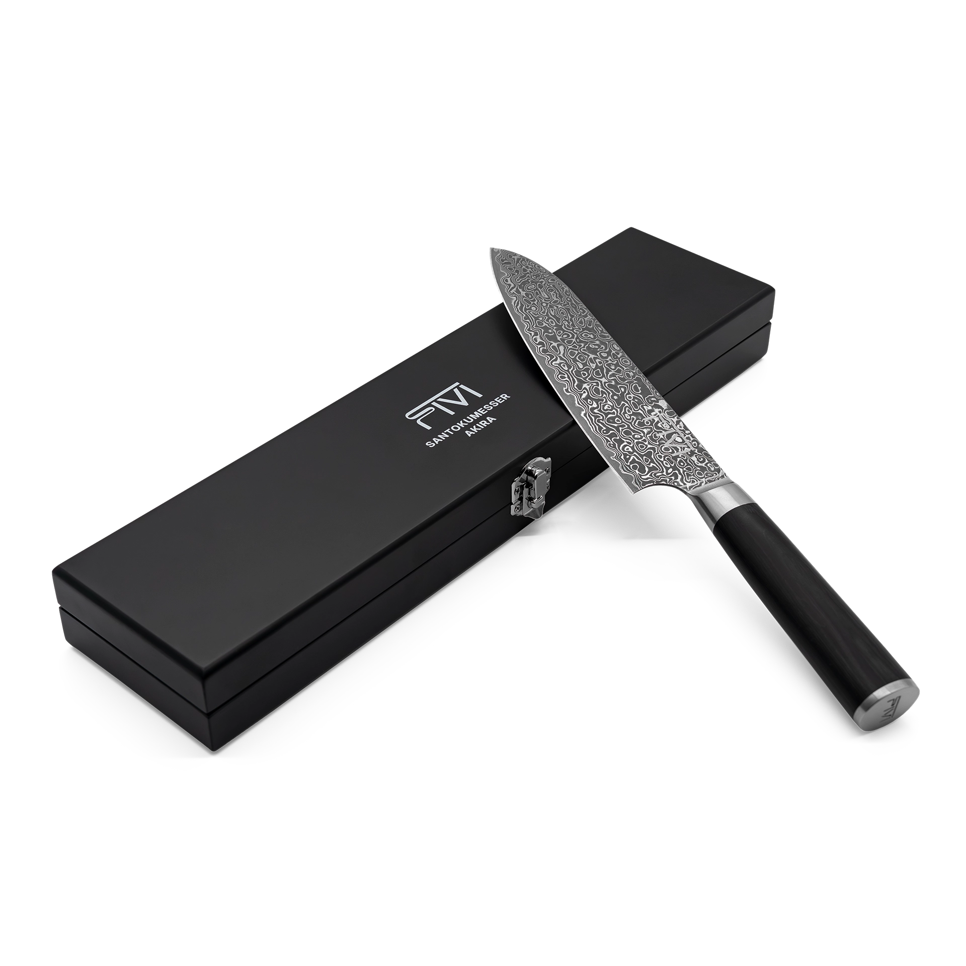 FIVI Akira Santokumesser mit edler schwarzer Geschenkverpackung und Logo-Prägung.