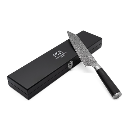 FIVI Yuno Kiritsukemesser in edler schwarzer Geschenkbox mit Logo-Prägung.